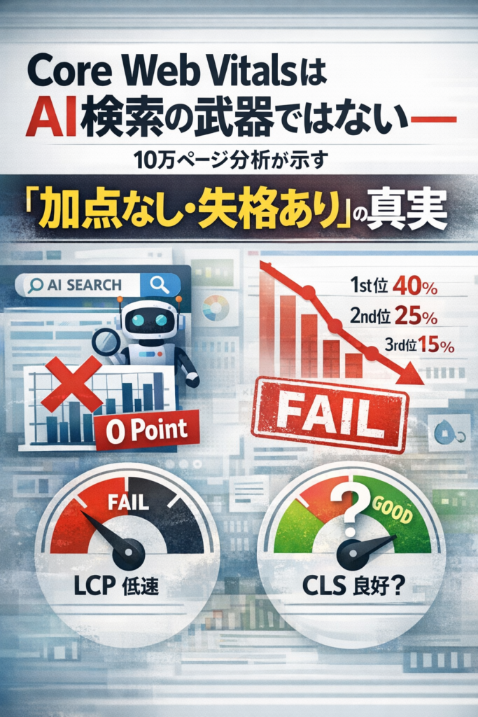 Core Web VitalsはAI検索の武器ではない──10万ページ分析が示す「加点なし・失格あり」の真実