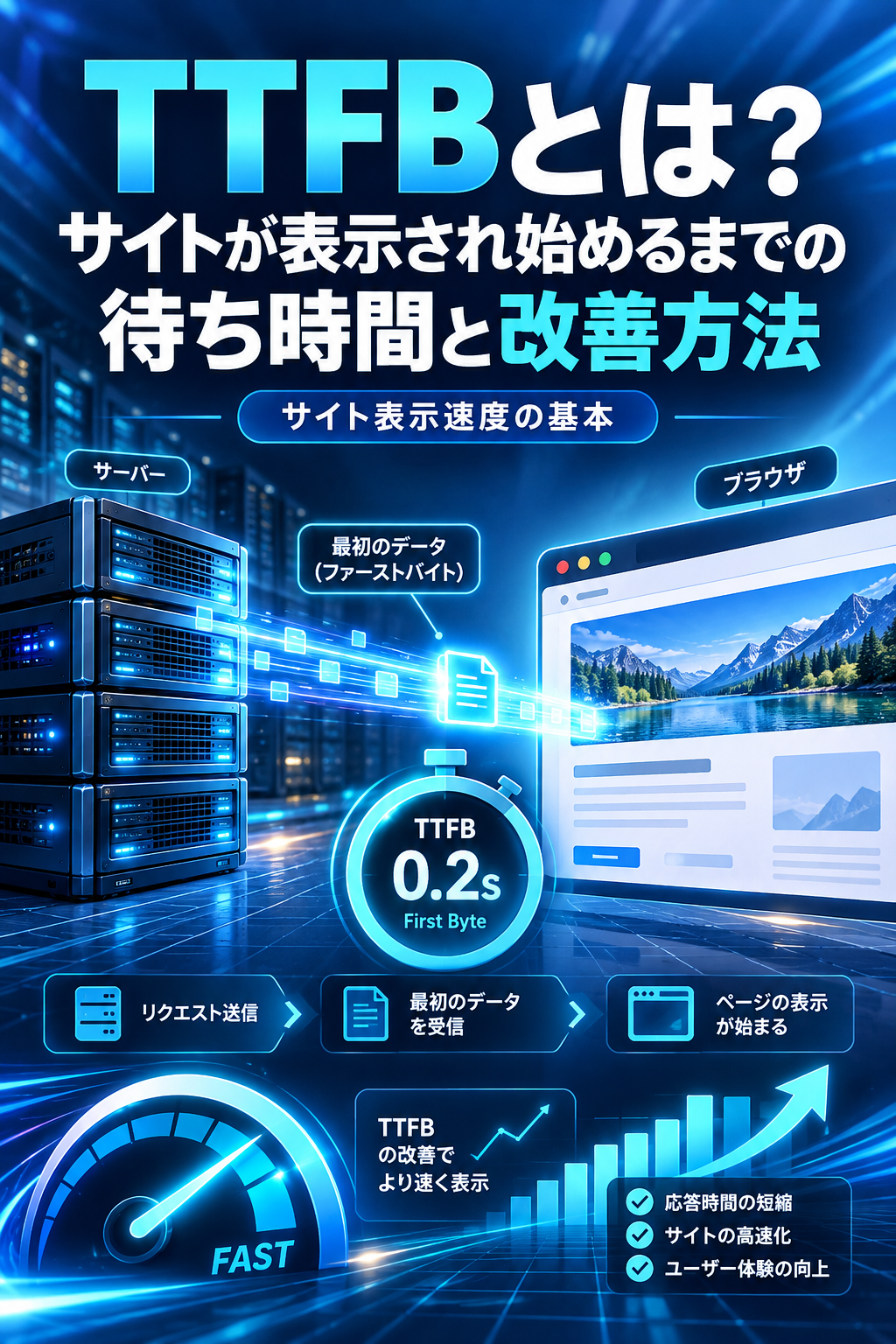 TTFBとサイト速度改善ガイド TTFBとは?サイトが表示され始めるまでの待ち時間と改善方法